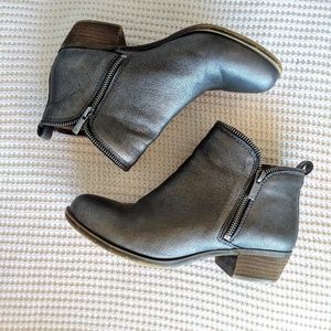 Lucky Brand Silver Ankle Bootie Double Zip 7.5